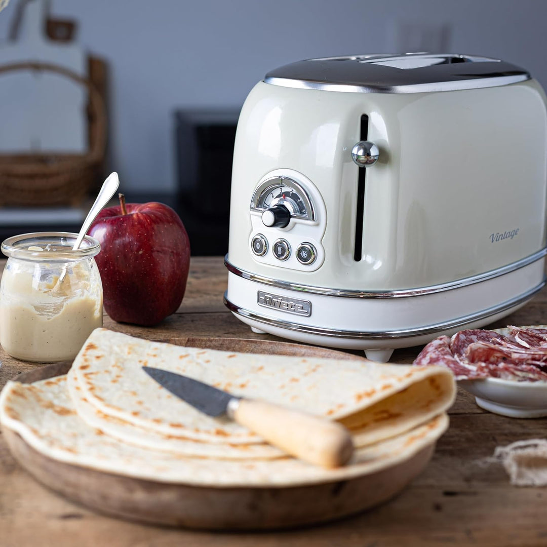 Ariete, 0155CR, Design-Toaster für zwei Scheiben, sechs Toaststufen, 810 W, Gehäuse aus Edelstahl, h