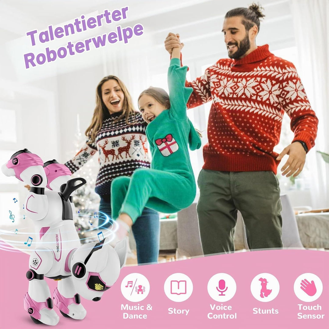 PRANITE Roboter Hund, Programmierbarer Roboterhund Kinder Ferngesteuerter Spielzeug, Wiederaufladbar