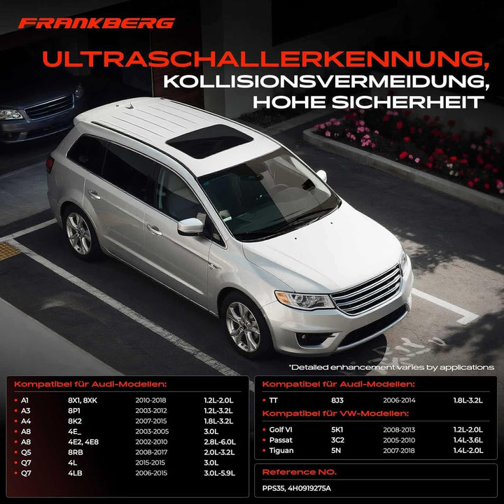 Frankberg 4x Parksensor Einparkhilfe Vorne Hinten Kompatibel mit Golf VI Variant AJ5 1.2L-2.0L 2009-