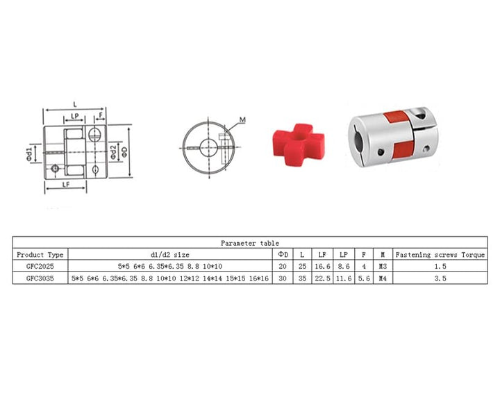 CHANCS D20 L25 Plum Model Motorwellenkupplung Flexibler Kuppler Aluminium Innendurchmesser 6.35mm bi
