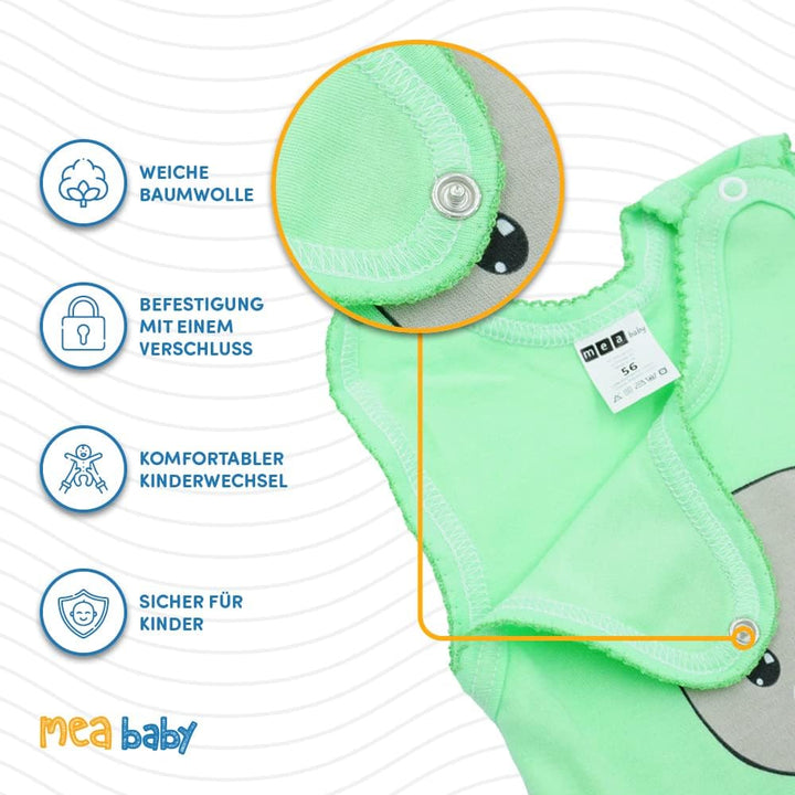 MEA BABY Unisex Baby Strampler mit Aufdruck aus 100% Baumwolle im 5er Pack. Baby Strampler für Mädch