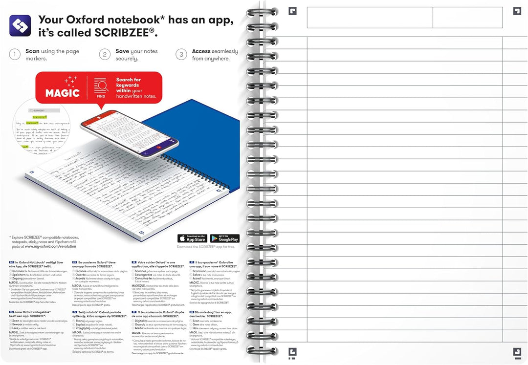Oxford Spiralbuch A5, smart black, liniert, 90 Blatt, 5 Stück, liniert