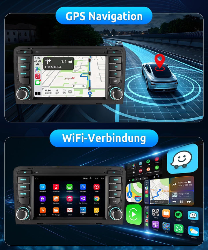 ESSGOO Autoradio für Audi A3 8P, S3 8P, RS3 8PA Black A3, Black A3