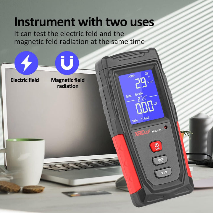 EMF Messgerät, XRCLIF Digitaler Elektromagnetischer Strahlungsdetektor, Handheld EMF Tester für Zuha
