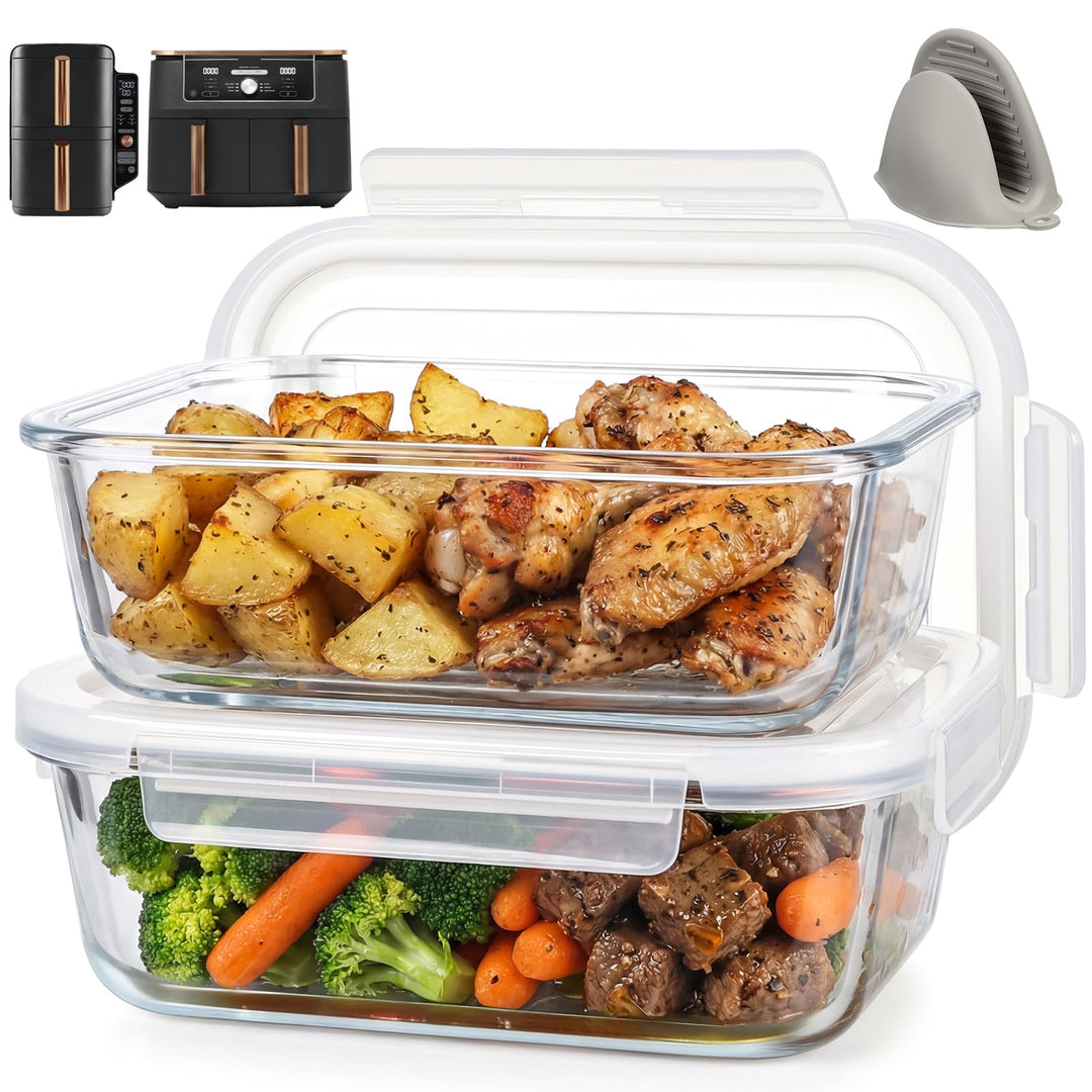 BYKITCHEN 2 Stück Airfryer Zubehör für Ninja AF400EU/SL400EU/Cosori Heissluftfritteuse 2 kammern, Gl