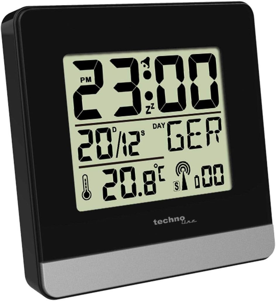Technoline, WT 8000 Funk-Wanduhr, Ø 30cm, Schwarz & Funkwecker WT 260, 79 x 79 x 30 mm Schwarz Bundl