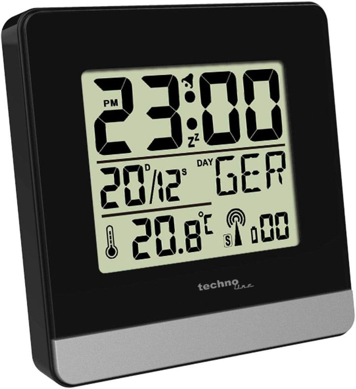 Technoline, WT 8000 Funk-Wanduhr, Ø 30cm, Schwarz & Funkwecker WT 260, 79 x 79 x 30 mm Schwarz Bundl