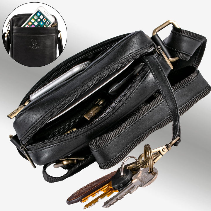 MATADOR Kleine Umhängetasche Männer Leder Tasche Crossbody BAG Herren Handytasche Schultertasche Rei