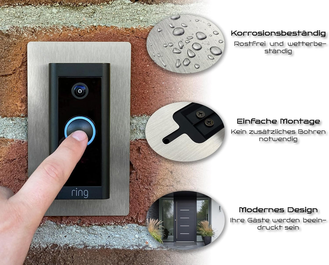 Baron Design | Edelstahl Blende | Zubehör für Ring Video-Türklingel Kabel/Video Doorbell Wired | Hal