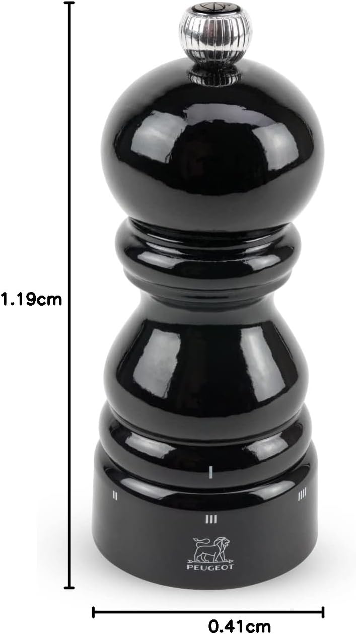 Peugeot Paris Manuelle Pfeffermühle, Klassische Mahlgradeinstellung, Höhe: 12 cm, Holz, Schwarz, 187