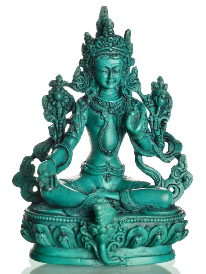 BUDDHAFIGUREN/Billy Held Grüne Tara Figur Buddha Statue, Resin, Türkis, 15 cm