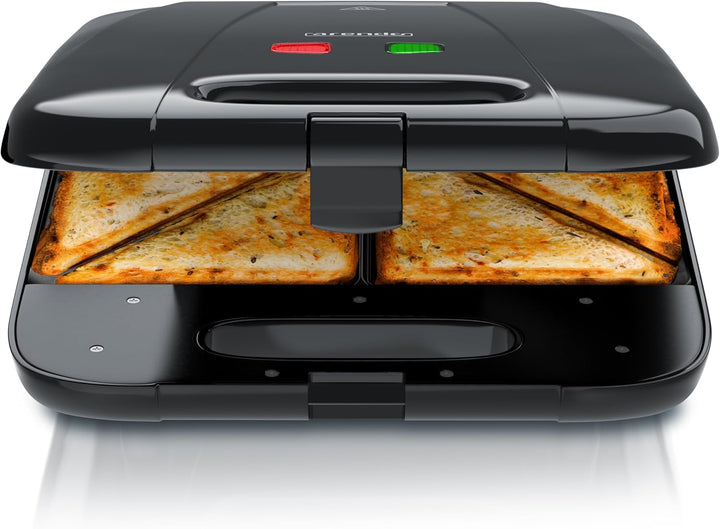 Arendo - Sandwichmaker XXL – für 4 Sandwiches – 1400 W – Sandwichtoaster mit Antihaftbeschichtung –