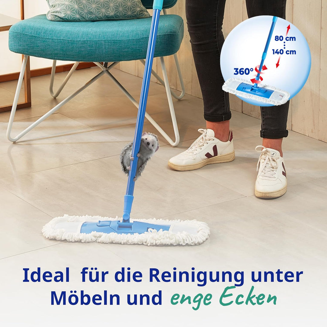 Spontex Bodenwischer mit extra flachem Mopp | Vielseitiger Wischmopp mit Mikrofaserbezug für nasses