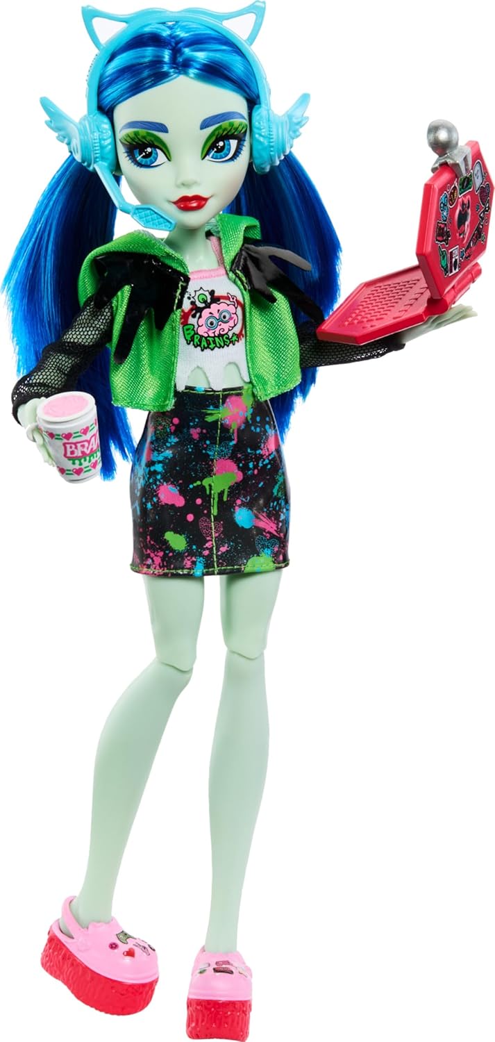 Monster High Skulltimate Secrets Ghoulia Yelps Puppe - Leuchtender Spind mit über 19 bunten Überrasc