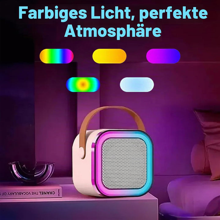 Mini Karaoke Maschine mit 2 Drahtlosen Mikrofonen, Karaoke Maschine Kinder, tragbarer Bluetooth-Laut