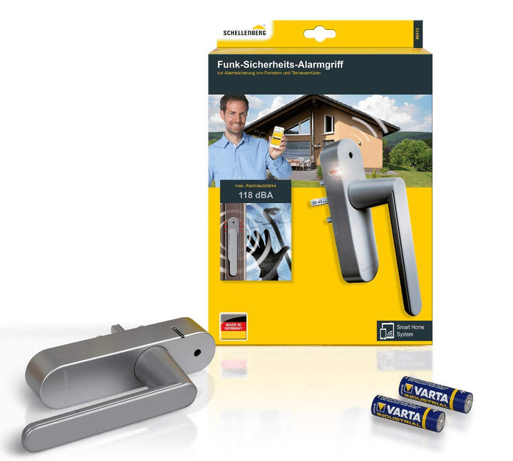 Schellenberg 46513 Fenstergriff mit Alarmfunktion, Balkontürgriff, Smart Home Funk-Alarmgriff - für