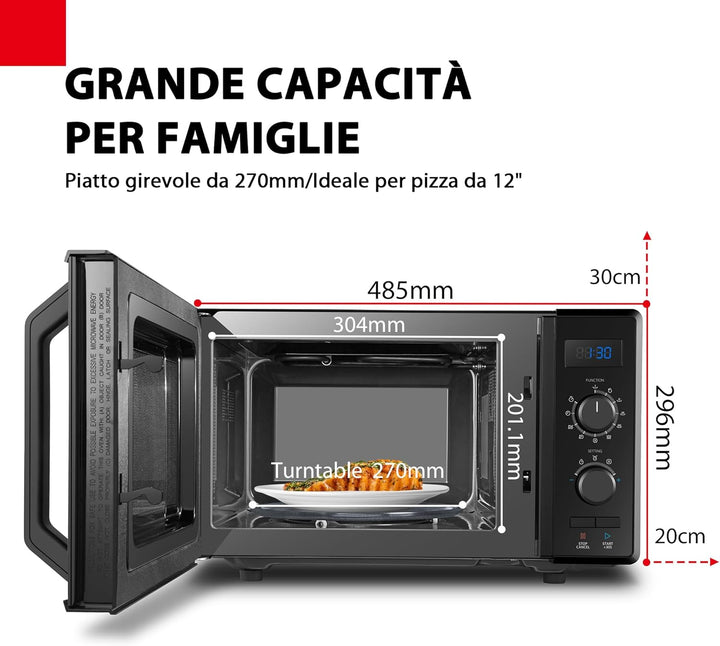 Toshiba 3-in-1 Mikrowelle mit Grill und Kombi-Kochen, 23 l, drehbarer Teller mit Positionsspeicher,
