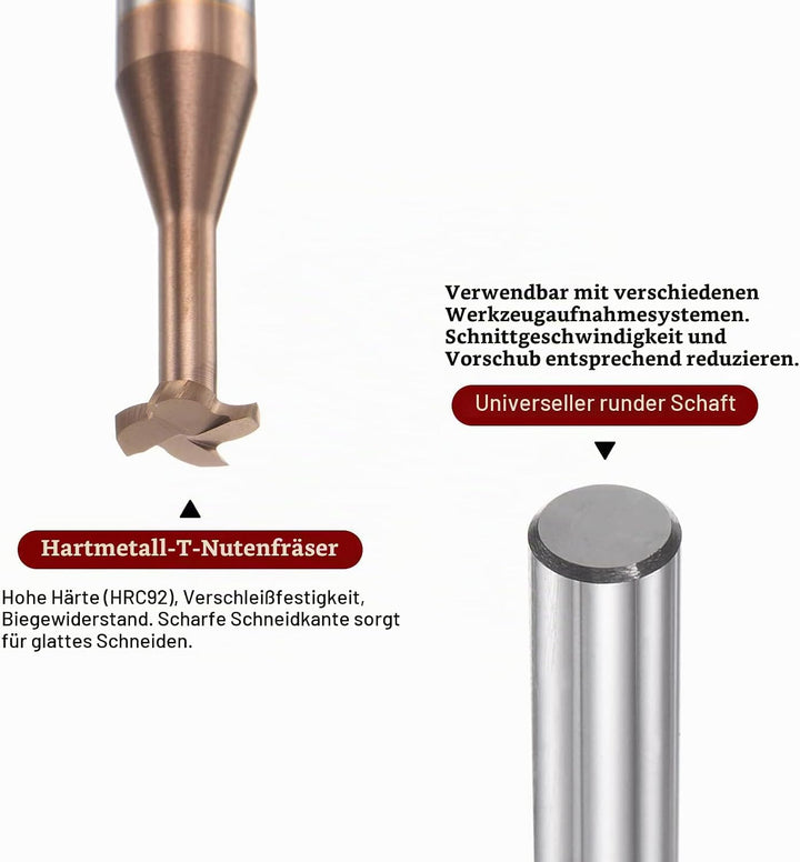 sourcing map T Schlitz Schaftfräser Fräser 6mm Schnitt 1mm Tiefe 6mm Schaft Solid Hartmetall Titan B