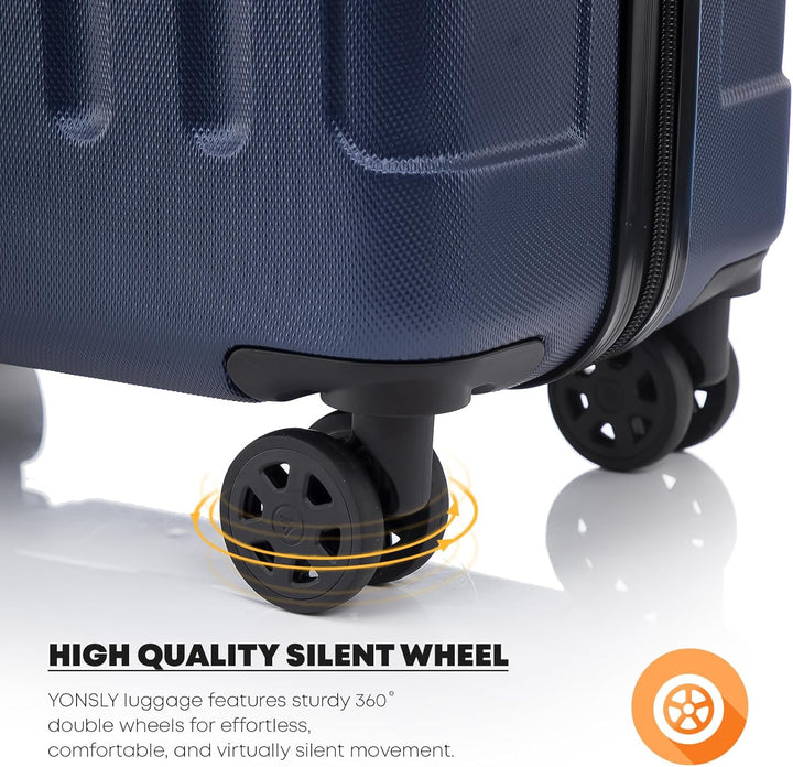 Koffer Suitcase M Dunkelblau, Trolley Reisekoffer, Rollkoffer Handgepäck, Kabinenkoffer mit 4 Rollen