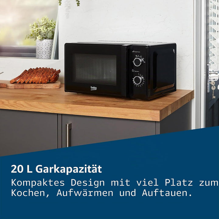 Beko MOC20100BFB Mikrowelle Solo 20 Liter, 700 W, Timer max. 30 min, 5 Stufen, Auftau- und Aufwärmfu