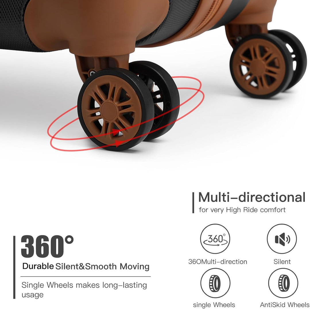 KONO Koffer Trolley Klein Hartschalenkoffer Reisekoffer von ABS Hartschalen Handgepäck mit 4 Spinner