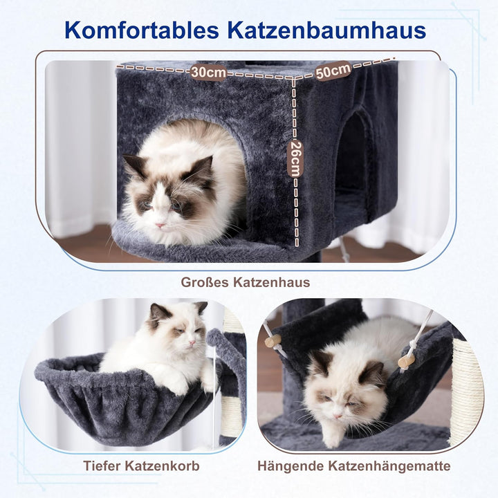 Gitelsnour Kratzbaum, Katzenbaum gross für Innenbereich, 160 cm Katzenkratzbaum mit 2 grossen Plattf