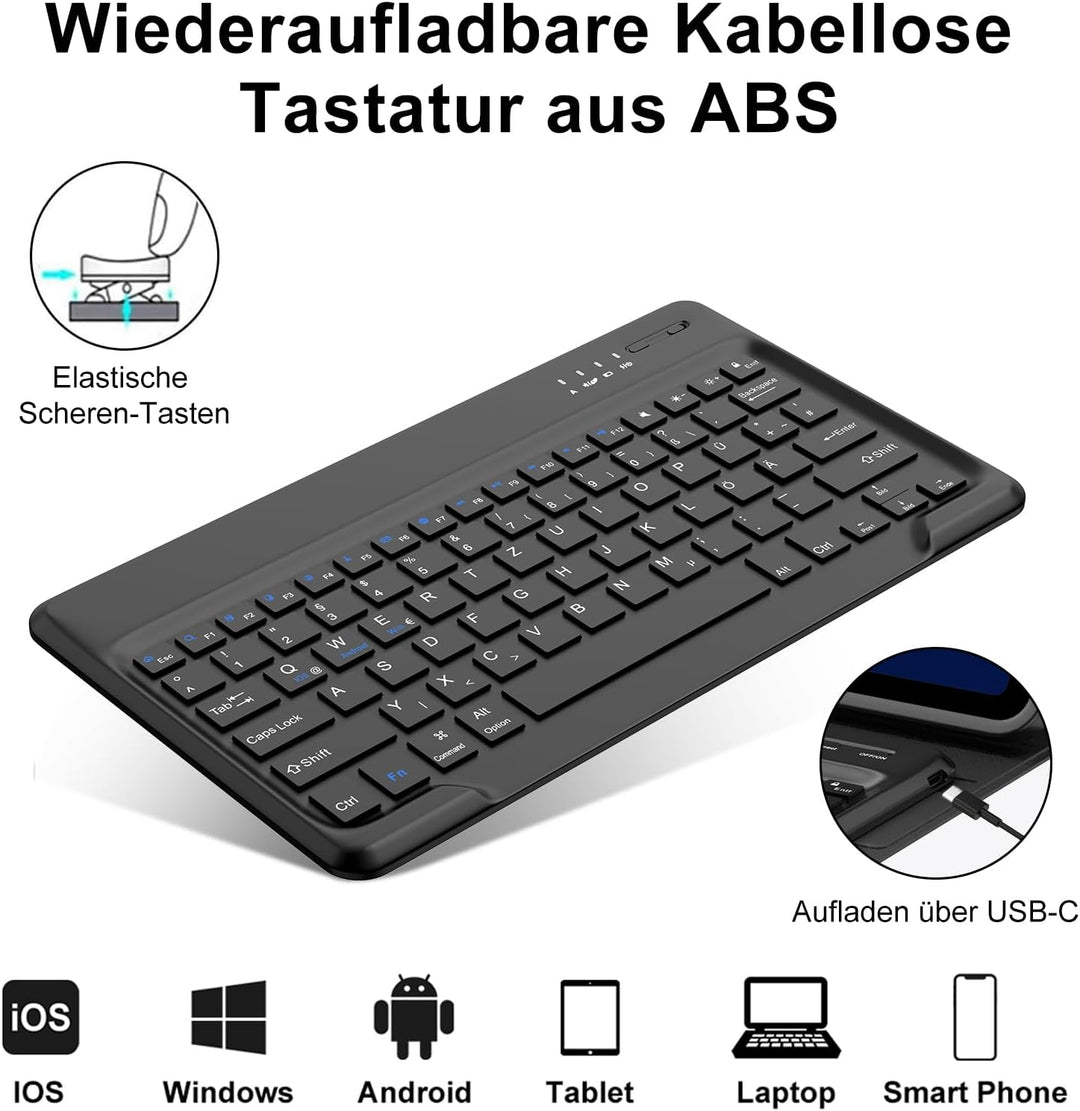 Tastatur Hülle für iPad 10/11 Generation A16 2025 11 Zoll, QWERTZ Deutsches Magnetisch Abnehmbare Ke