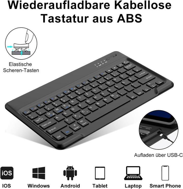 Tastatur Hülle für iPad 10/11 Generation A16 2025 11 Zoll, QWERTZ Deutsches Magnetisch Abnehmbare Ke