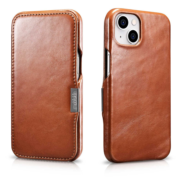 Mobiskin Hülle kompatibel mit Apple iPhone 13 Mini (5,4 Zoll), Handyhülle mit echtem Leder, Case, Sc