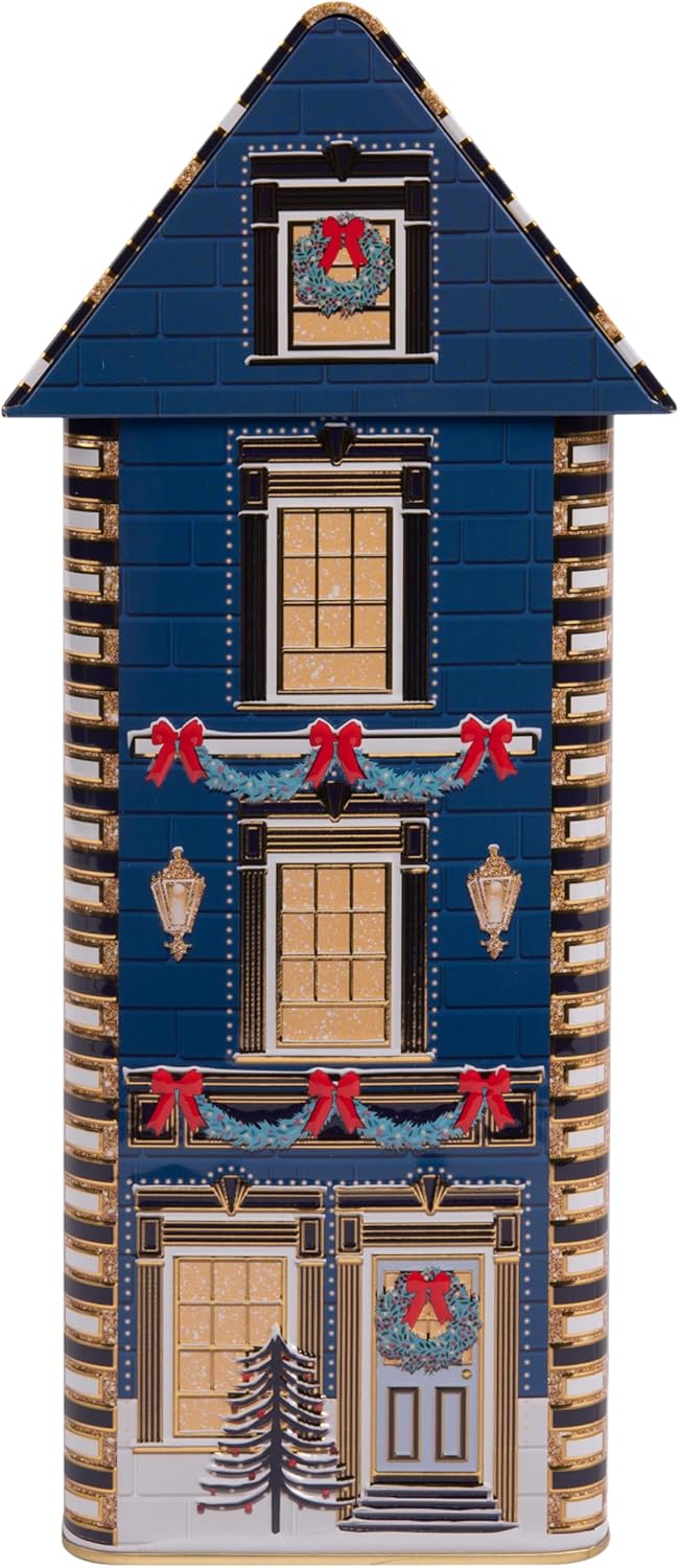 POWERHAUS24 Blechdose New York Christmas House, Weihnachtsdeko oder Aufbewahrung für Plätzchen & Leb