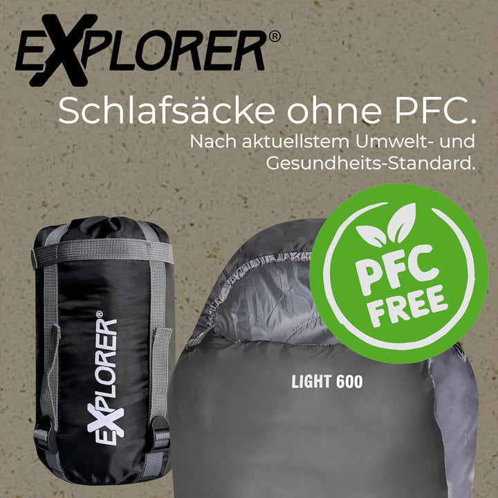 EXPLORER® Light 600 Sommerschlafsack [700g] -2°C bis +14°C [120g/m²] Ultraleicht Schlafsack Outdoor