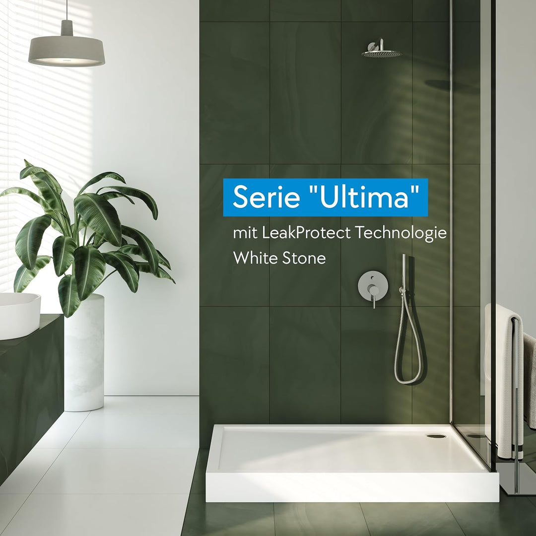 AQUABAD Duschwanne/Duschtasse | Ultima mit LeakProtect Technologie Smooth White 70x100cm Rechteck 70
