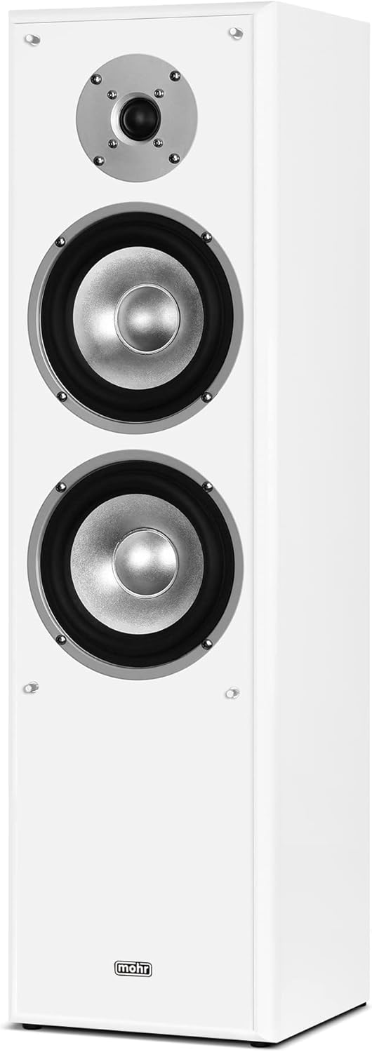 mohr 1 Paar Standlautsprecher SL10, Weiss Lautsprecherboxen, HiFi Klang zum günstigen Preis, weiss