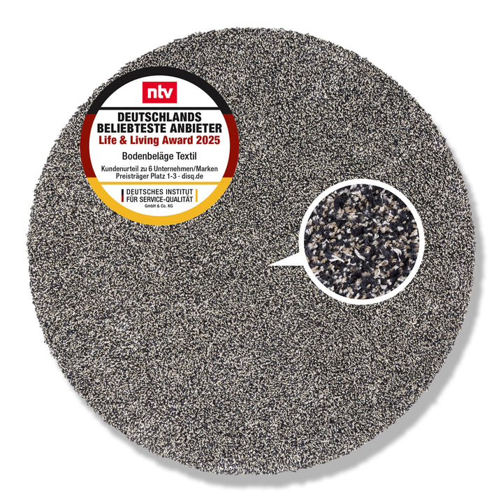 ASTRA Schmutzfangmatte innen waschbar ca. 80 cm rund – Sauberlauf anthrazit 100% Baumwolle Türmatte