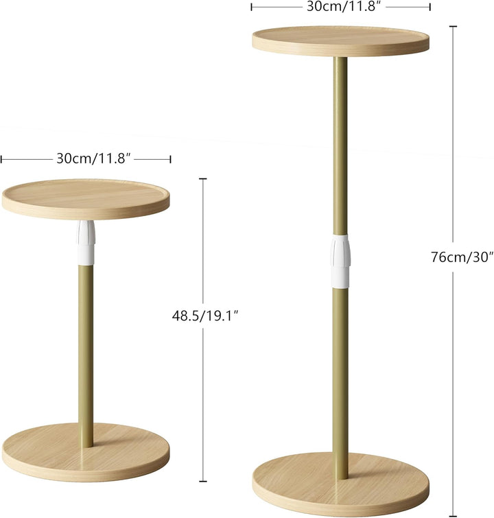 Beistelltisch Rund,Verstellbarer Kleiner Tisch,Nachttisch Holz,Beistelltisch Couch für kleine Räume,