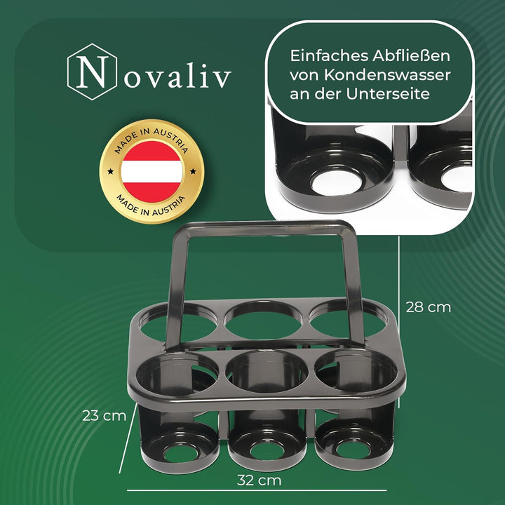 Novaliv 3X Flaschenträger für 18 Flaschen - Stabiler Halt - Getränkekorb Kunststoff, Stapelbar, 32x2