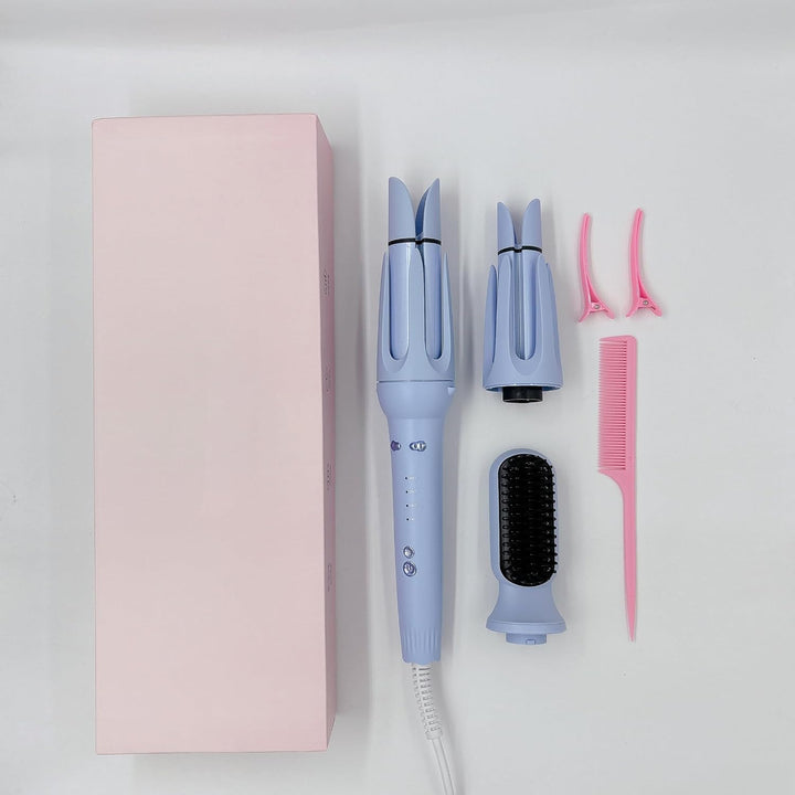 3 in 1 Lockenstab Automatisch mit 32/36mm Lockenwickler & Haarglätterbürste, 4 Temperaturstufen, Sch