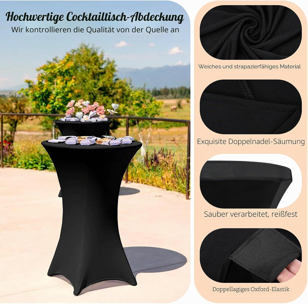 Pesonlook 6er-Set Stretch Stehtisch Husse für Bistrotisch Ø 70-75 cm Elegante,Verstärkung im Fussber