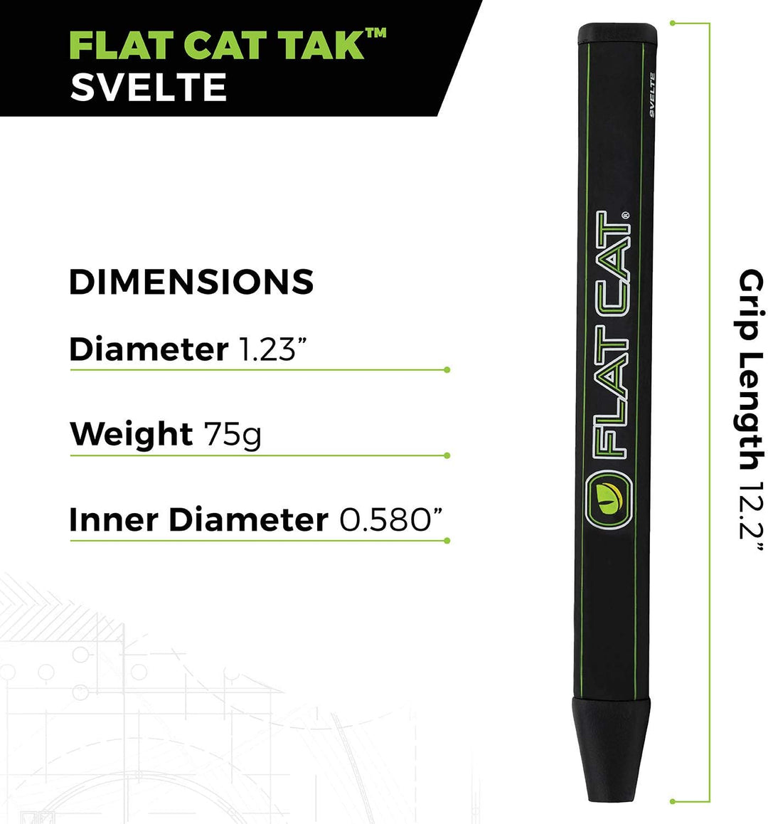 TAK Flat Cat Golf Putter Grip (Various Sizes) Svelte, Svelte