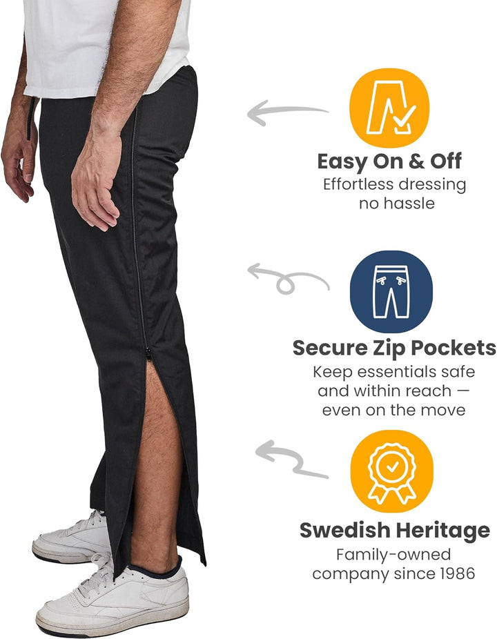 Dobsom Reha Hose Damen und Herren I Jogginghose seitlich zu öffnen I Sporthose Trainingshose mit dur