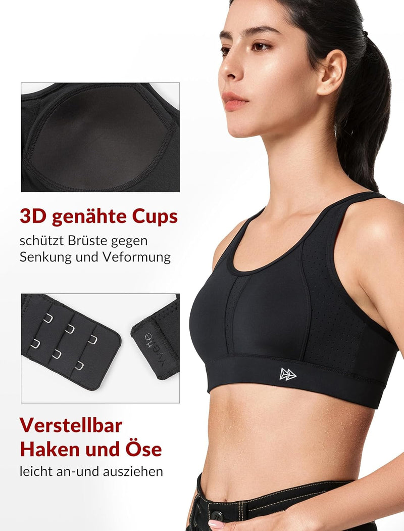 Yvette Sport BH Starker Halt Verstellbar Träger Rückenfrei Gepolstert Fitness Lauf Joggen Bustier Sc