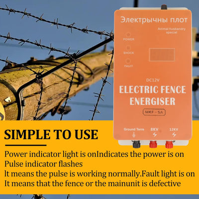 Svauoumu Elektrischer Weidezaun,WeidezaungeräT 230 Volt, 8000 Volt/12000 Volt Schwache Hochspannung,