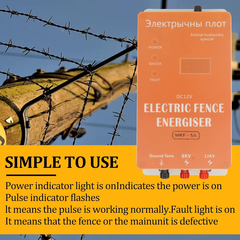 Svauoumu Elektrischer Weidezaun,WeidezaungeräT 230 Volt, 8000 Volt/12000 Volt Schwache Hochspannung,