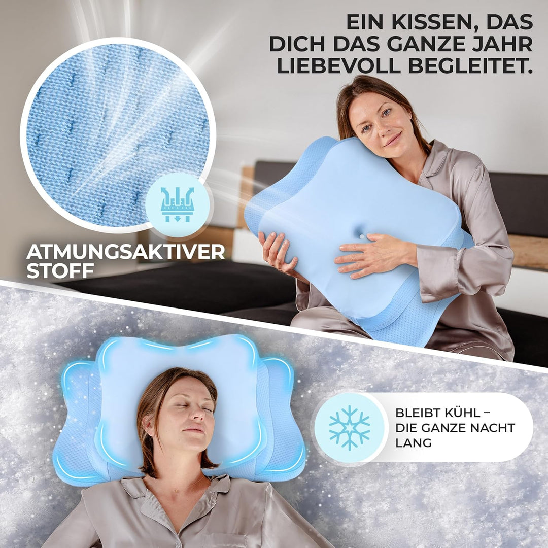 Kissenbezug – kühlender Effekt, passend Nackenstützkissen, atmungsaktiv &amp; pflegeleicht, Blau Blau Er