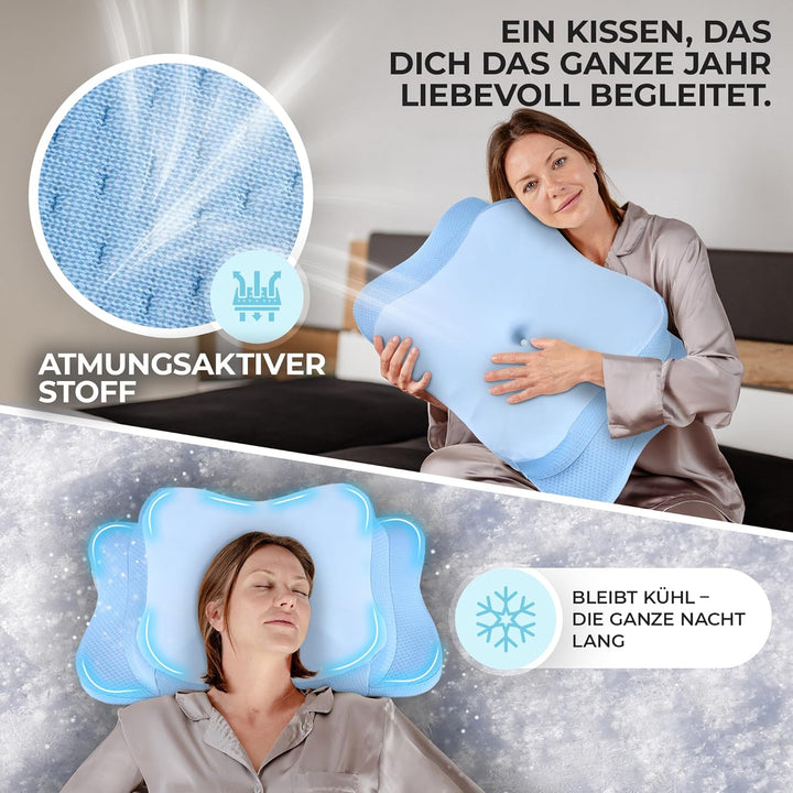 Kissenbezug – kühlender Effekt, passend Nackenstützkissen, atmungsaktiv &amp; pflegeleicht, Blau Blau Er