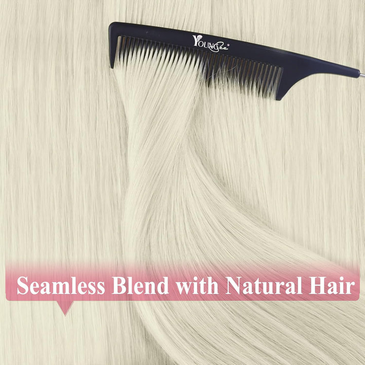 YoungSee Tape in Extensions Platinblond Tape Extensions Echthaar Blond 60cm Tape Echthaar Extensions