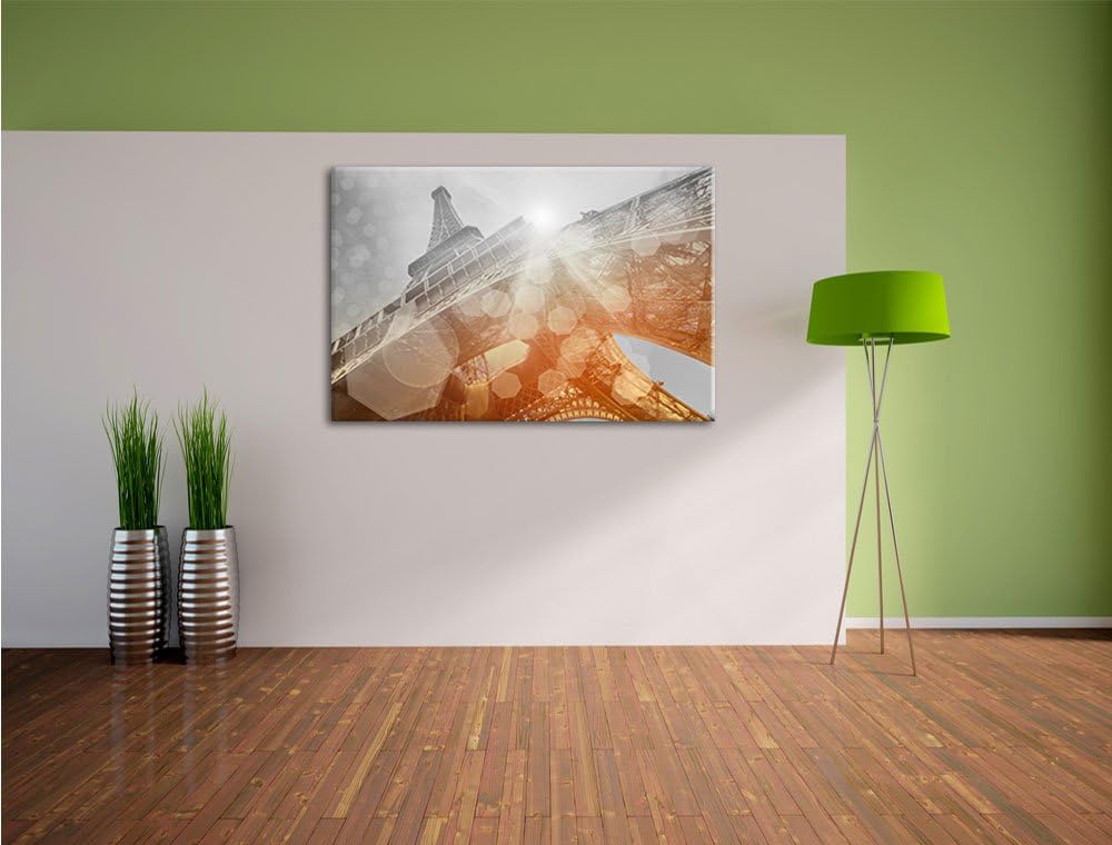 Pixxprint Der Eiffelturm im Sonnenschein als Leinwandbild | Grösse: 100x70 | Wandbild| Kunstdruck |