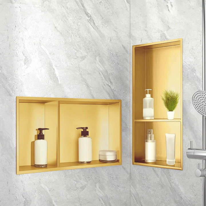 Wandnische Dusche Edelstahl,Wandnische Lagerung mit einem Regal（40/20cm）,Duschnische 30 * 60 * 10CM,