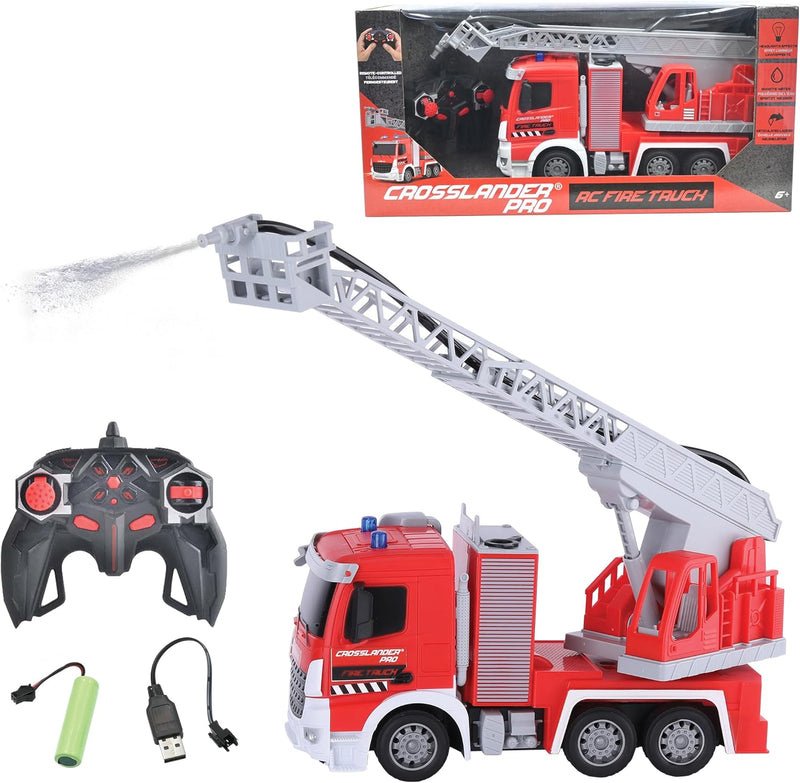 Lexibook RCP20 Crosslander pro, RC Fire Truck, ferngesteuertes Feuerwehrauto, Lichteffekte, Wassersp