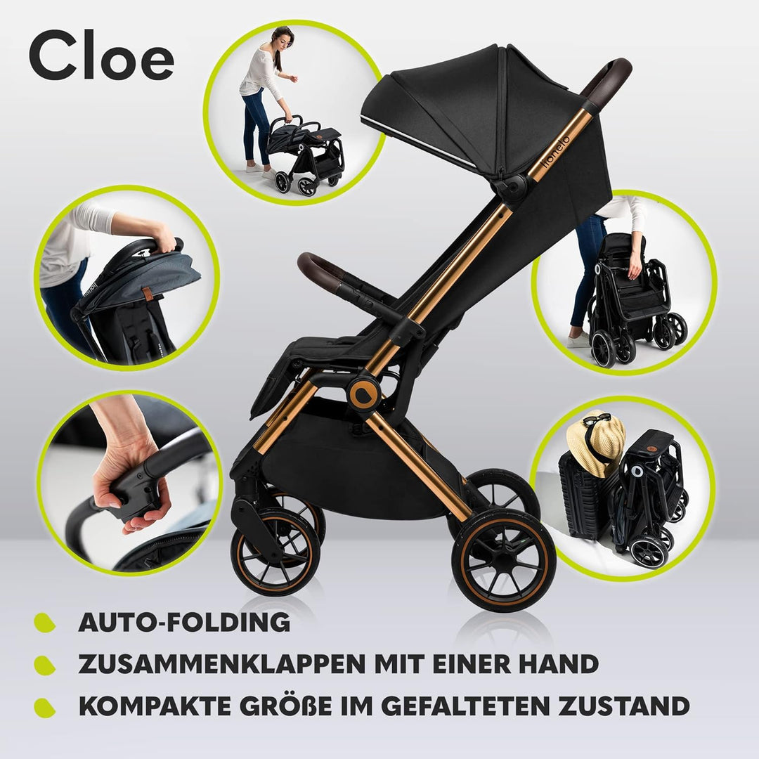 LIONELO Cloe Zusammenklappbarer Kinderwagen bis zu 22 kg, Verstellbare Rückenlehne Schlaffunktion, 5
